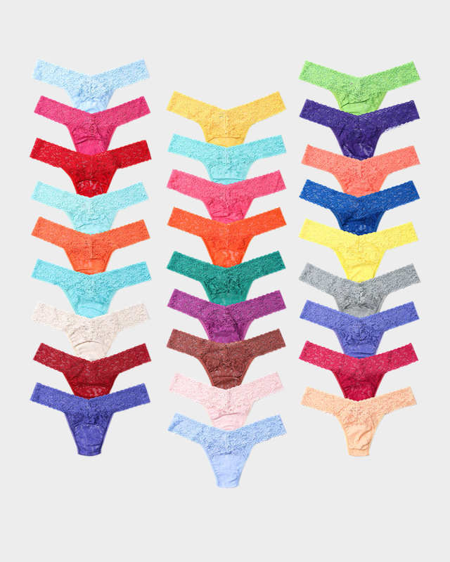 x Pantone Original-Rise Lace Thongs, 27-Pack